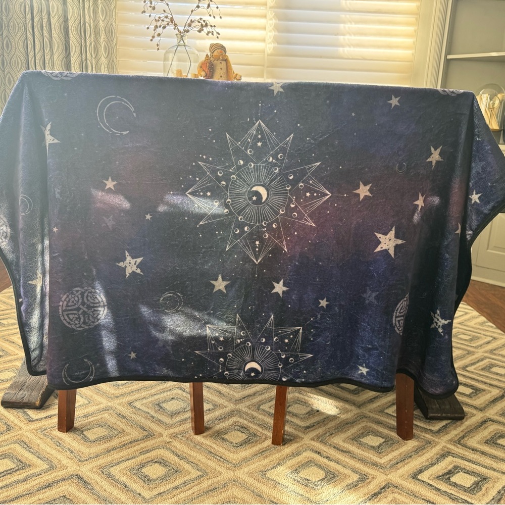 “Invisibility Cloak” Wizarding Trunk, Celestial Starry Night lap Blanket.